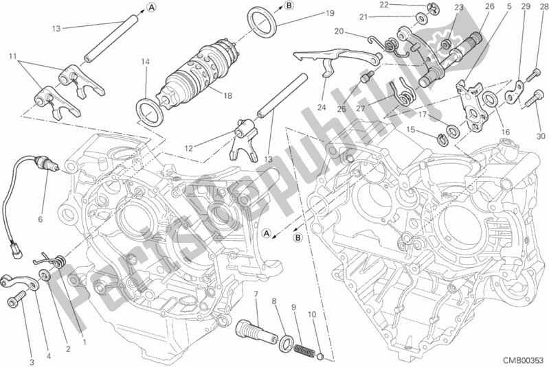 Todas as partes de Controle De Mudança De Marcha do Ducati Diavel FL USA 1200 2015